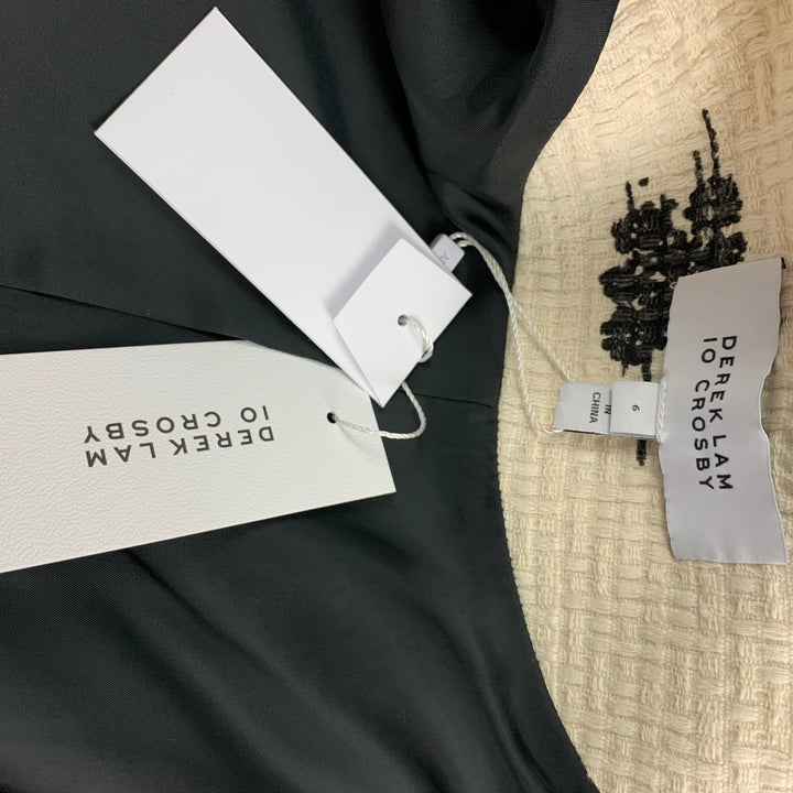 DEREK LAM Size 6 Cream Black Marbled Boucle Cotton Jacket