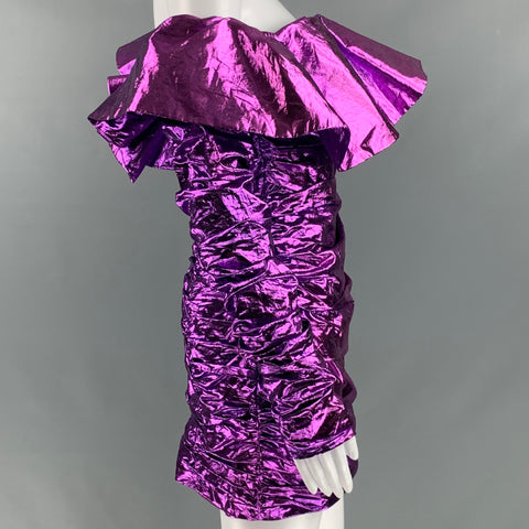 ATTICO Size 6 Purple Polyester Metallic Mini Dress