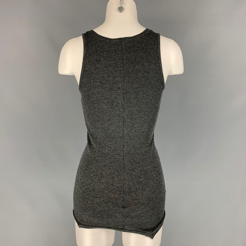 JOHNBULL Size S Grey & Silver Cotton Blend Ribbed Asymmetrical Tank