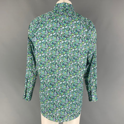 KENT CURWEN Size M Green Abstract Floral Long Sleeve Shirt