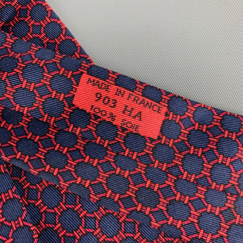 HERMES 903 HA Navy Red Dots Silk Tie