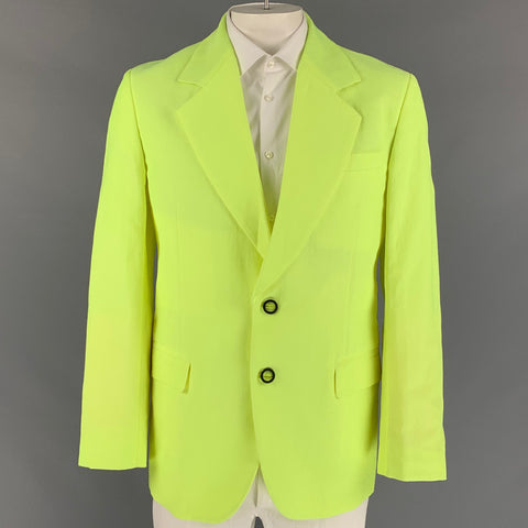ACNE STUDIOS Taille 40 Manteau de sport en lin/polyester fluo à revers cranté