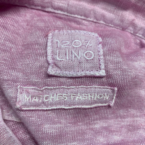 120% LINO Size 46 Pink Linen Henley Pullover