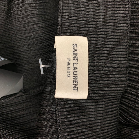 SAINT LAURENT Pantalón corto de jinete de canalé de viscosa negro Talla S