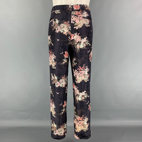 MARC JACOBS Size M Black Pink Print Silk Camp Pants Set