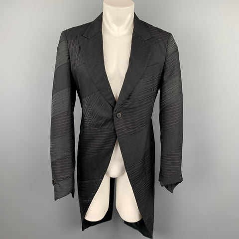 COMME des GARCONS HOMME PLUS Size M Black Mixed Fabrics Peak Lapel Tails Coat