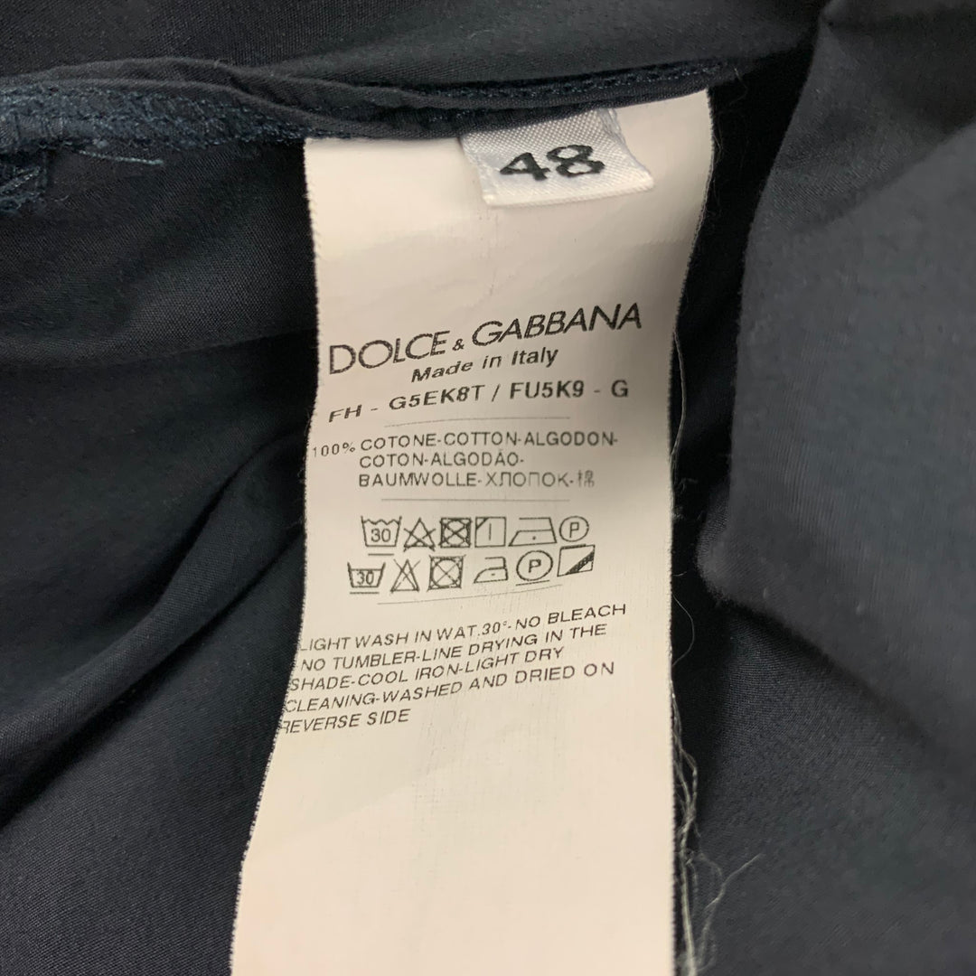 DOLCE & GABBANA Size S Navy Cotton Long Sleeve Caftan-Shirt