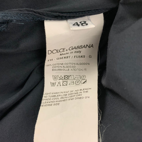 DOLCE &amp; GABBANA Camisa-caftán de manga larga de algodón azul marino Talla S