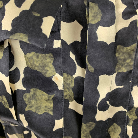 DSQUARED2 Size M Green Black Beige Silk Print Patch Pockets Shirt