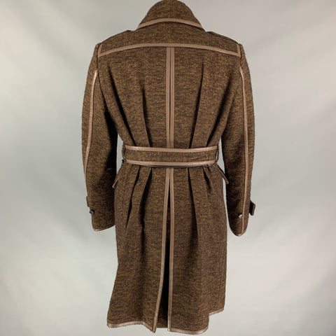 BURBERRY PRORSUM Fall 2011 Size 40 Brown Textured Virgin Wool / Alpaca Trench Coat
