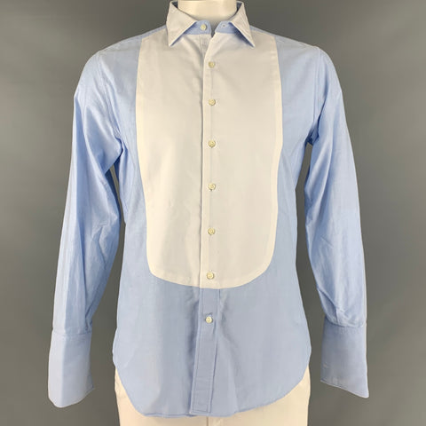 SID MASHBURN Size L Blue White Tuxedo Long Sleeve Shirt