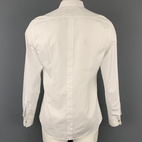 DOLCE & GABBANA Gold Size L White Cotton Tuxedo Long Sleeve Shirt
