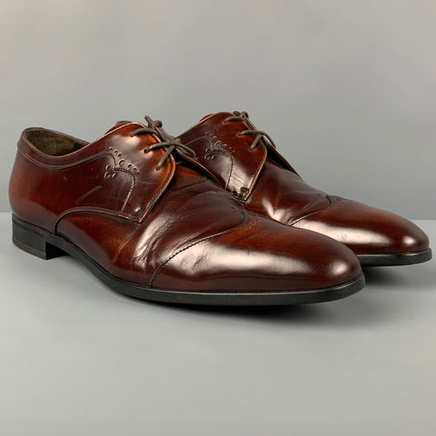 PRADA Size 10 Brown Antique Leather Lace Up Shoes
