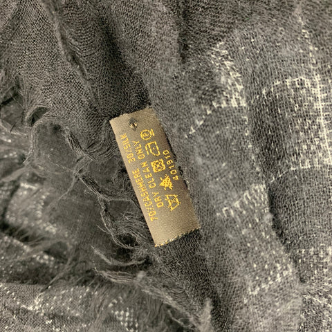 LOUIS VUITTON Black Grey Damier Cashmere Silk Scarf