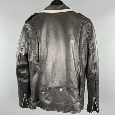 CHRISTIAN BENNER Size XS Black & Silver Solid Leather Biker Jacket