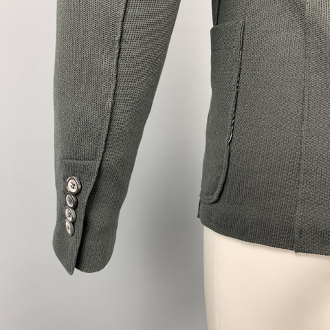 LANVIN Size 38 Charcoal Woven Cotton Notch Lapel Sport Coat