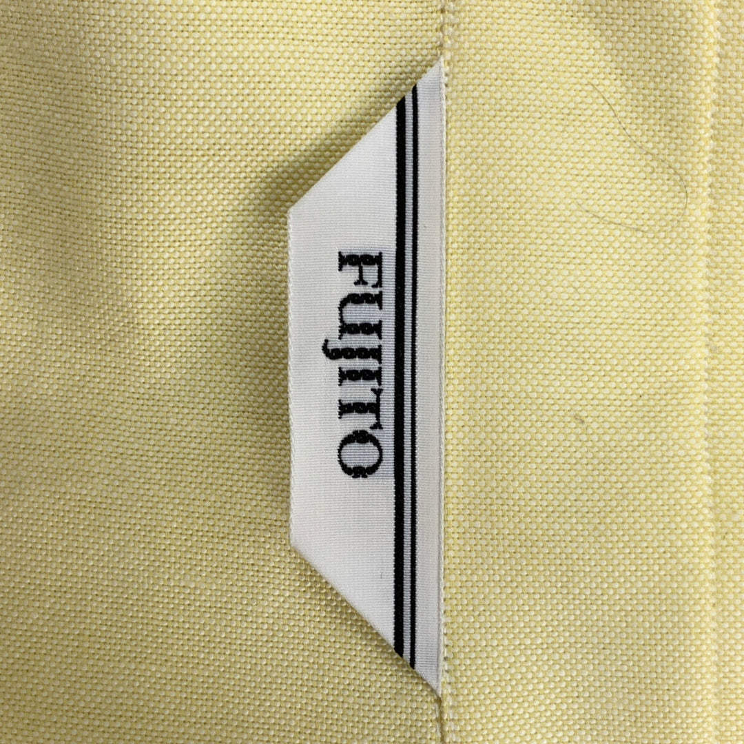 FUJITO Size L Yellow Cotton Button Down Long Sleeve Shirt