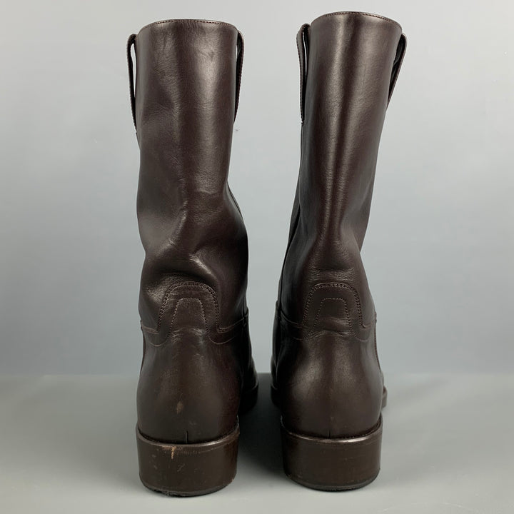 TOM FORD Size 10.5 Brown Solid Leather Pull On Boots
