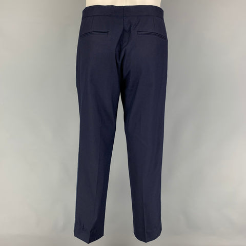 BRUNELLO CUCINELLI Size 40 Navy Cotton Silk Shawl Collar Suit