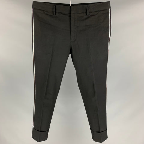 JIL SANDER Size 32 Black White Cotton Zip Fly Dress Pants