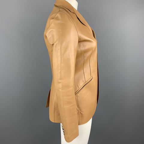 RALPH LAUREN Size 10 Tan Calf Leather Blazer