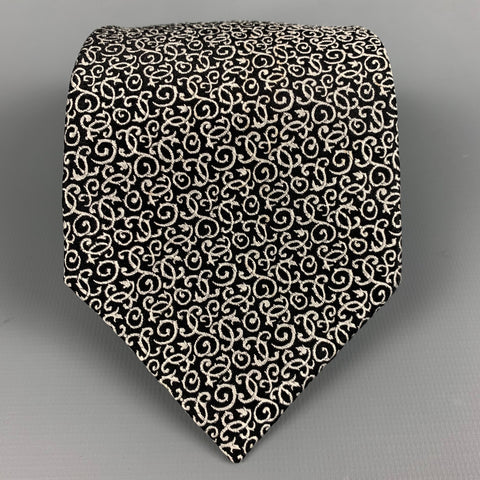 CHARVET Black White Abstract Silk Tie