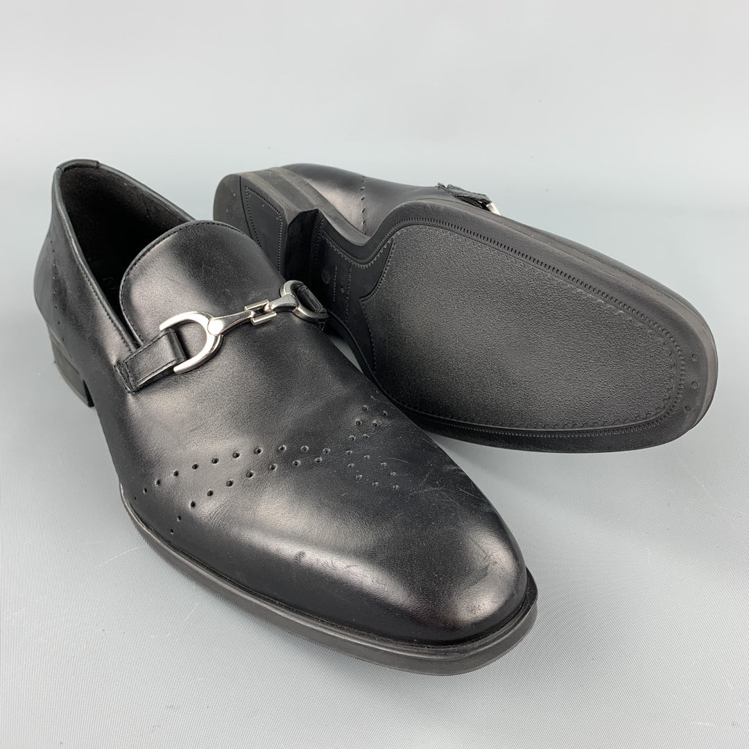 DONALD J PLINER Size 10.5 Black Leather Slip On Loafers