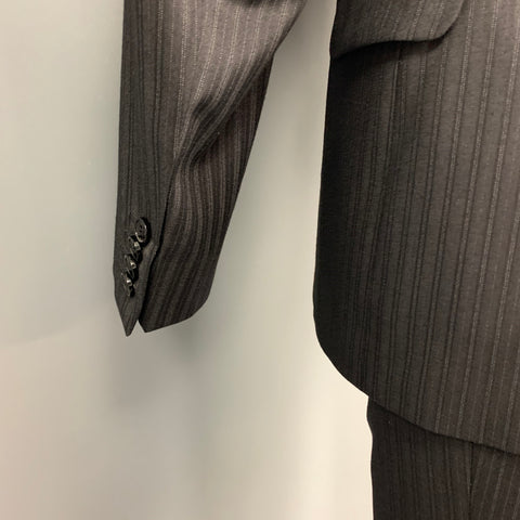 D&G by DOLCE & GABBANA Size 40 Regular Black Stripe Wool Blend Notch Lapel Suit