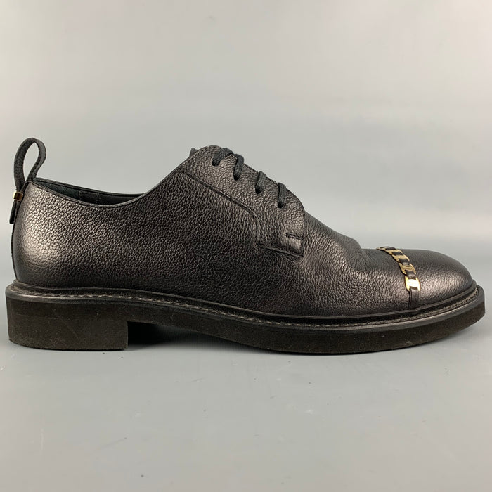 SALVATORE FERRAGAMO Size 9 Black Leather Cap Toe Laces