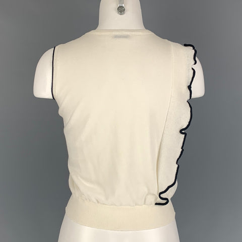 MIU MIU Size 4 White Black Cotton Sleeveless Casual Top