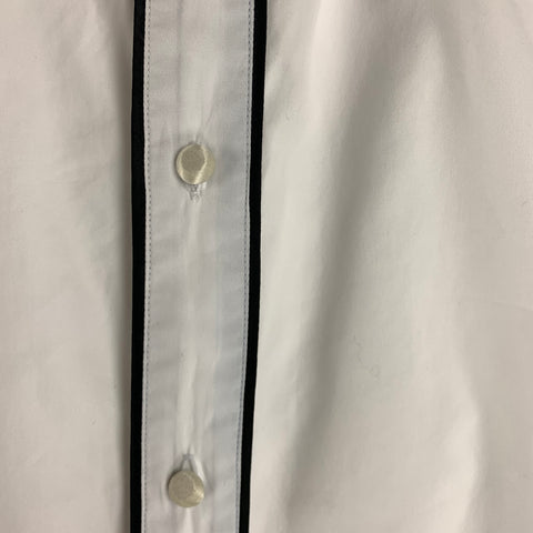 JUST CAVALLI Talla M Camisa de manga larga con botones de algodón liso blanco negro