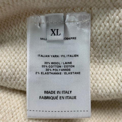OFFICINE GENERALE Size XL Beige Knitted Wool Blend Buttoned Cardigan