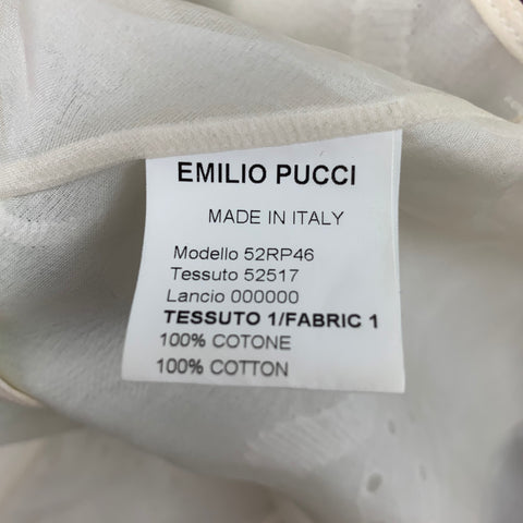 EMILIO PUCCI Talla 8 Blusa sin mangas bordada de algodón multicolor crema