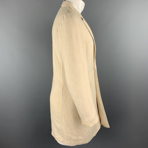 COMME des GARCONS HOMME PLUS Size S Beige Woven Hemp Notch Lapel Coat