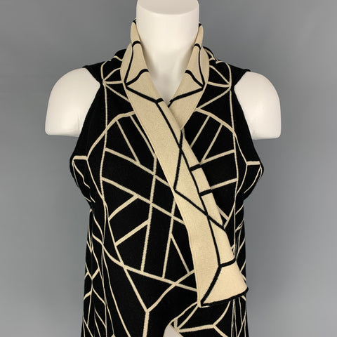 GARETH PUGH Cárdigan reversible geométrico de algodón de seda negro talla única