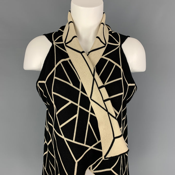 GARETH PUGH Cárdigan reversible geométrico de algodón de seda negro talla única