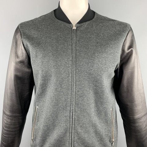 CLUB MONACO Size L Gray Cotton / Nylon Bomber Jacket