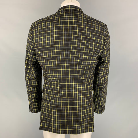 PAUL SMITH Kensington Fit Size 40 Black Window Pane Wool Notch Lapel Sport Coat