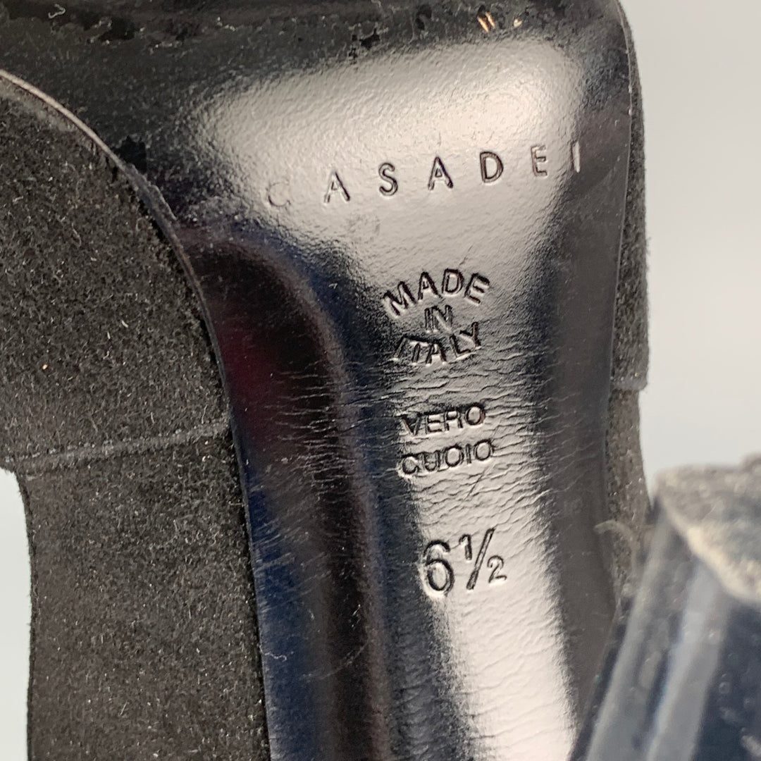 CASADEI Size 6.5 Black Suede Ombre Peep Toe Pumps