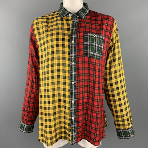 TODD SNYDER x ALBIATE Size XXL Multi-Color Plaid Lyocell Button Down Long Sleeve Holiday Cocktail Shirt