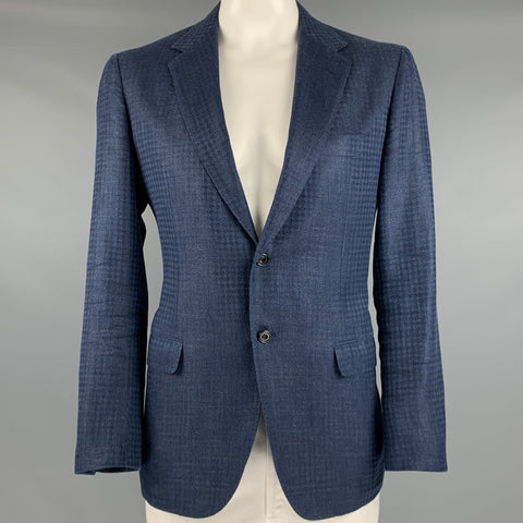 SARTORIO Taille 44 Manteau de sport en laine, lin et soie bleu marine diamant