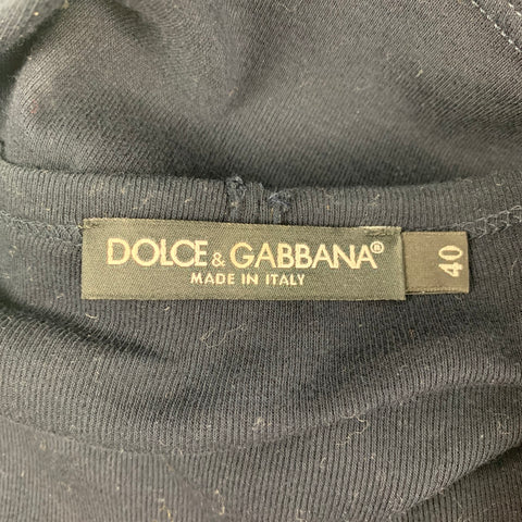 DOLCE & GABBANA Size 4 Navy Cotton Blend Short Sleeve Casual Top