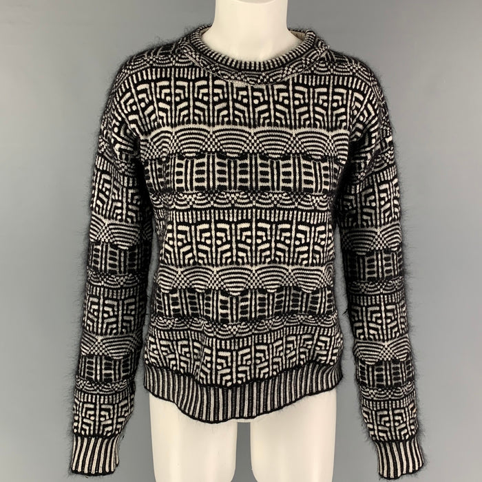 VIKTOR &amp; ROLF Talla M Suéter con cuello redondo y estampado de mezcla de angora en negro y beige