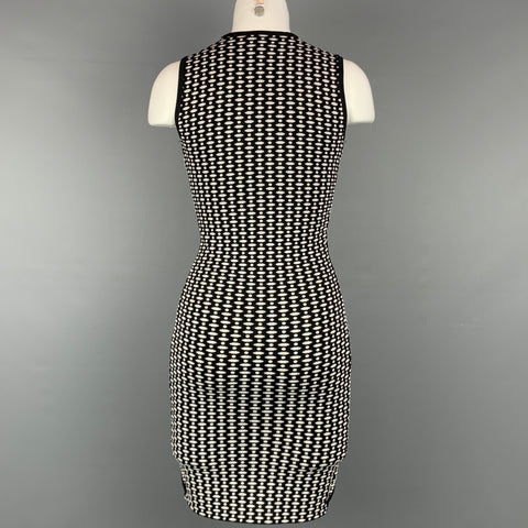 RONNY KOBO Size S Black & White Knitted Viscose Blend Sleeveless Dress