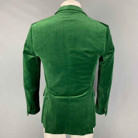 DSQUARED2 Size 36 Green Velvet Cotton Peak Lapel Sport Coat