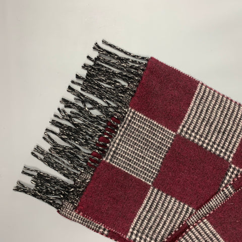 FRANCO SPADA Burgundy Grey Checkered Cashmere Scarf