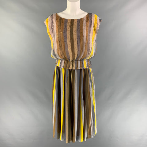 I.MAGNIN Size M Peach & Grey Stripe Mid-Calf Outfits & Sets