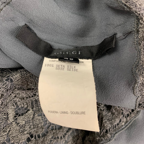 GUCCI Size 4 Grey Silk Lace Camisole Dress Top