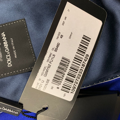 DOLCE & GABBANA Size 38 Royal Blue Crystal Silk Shawl Collar Sport Coat