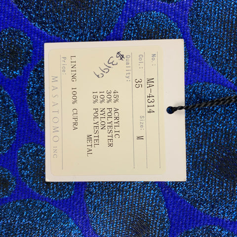 MASATOMO Talla 40 Traje de solapa de muesca en mezcla de acrílico metálico azul real
